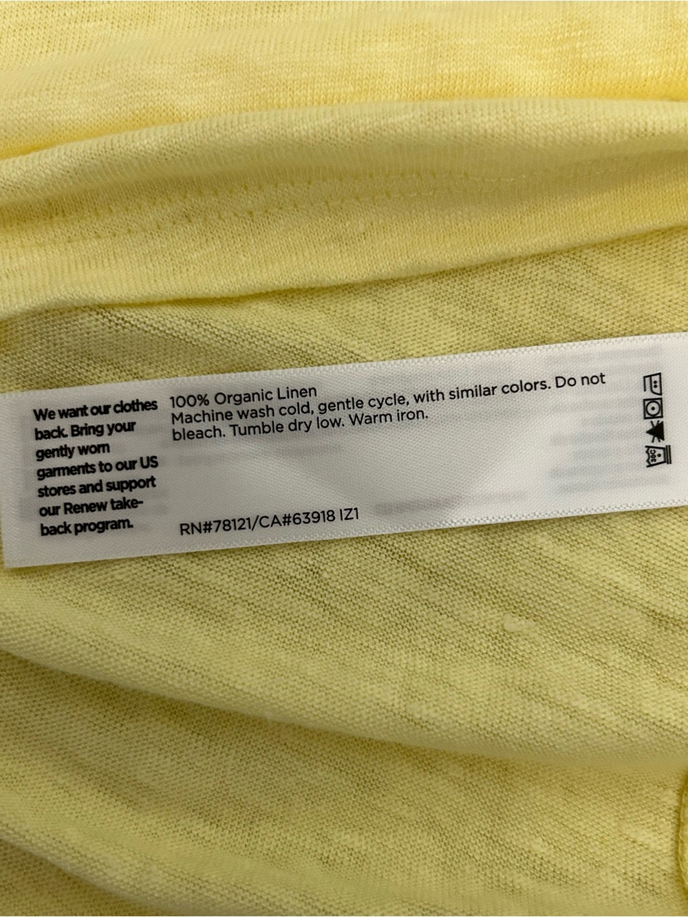 Eileen Fisher Organic Linen Shirt Top T-Shirt Women's Size L Yellow Short Sleeve - Picture 8 of 8